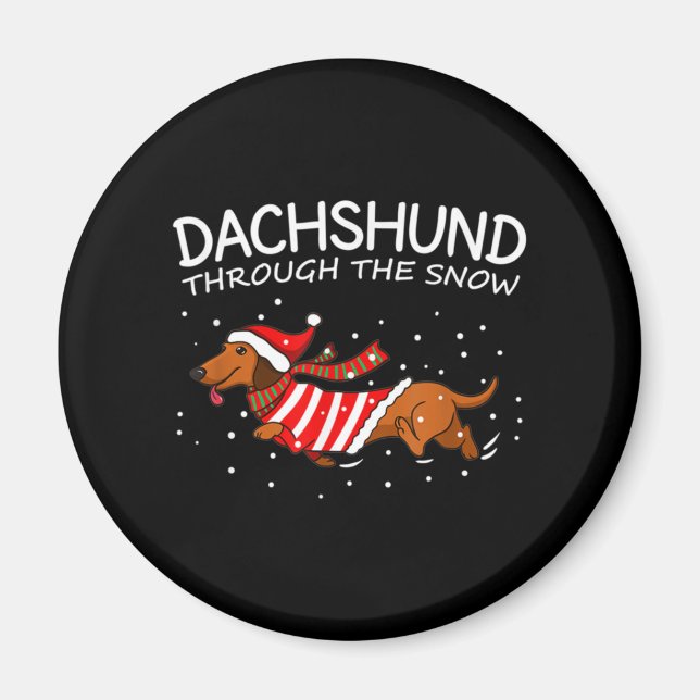 Imán Dachshund A Través De Los Navidades De Perro Graci (Frente)