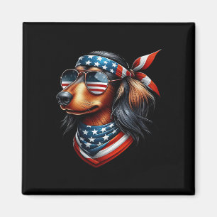 Imán Dachshund americano bandera de EE. UU. Sungles 4 d
