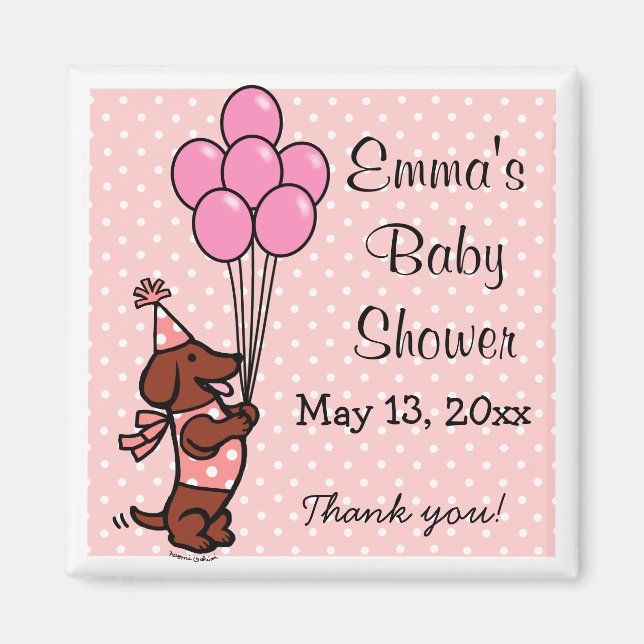Imán Dachshund Baby Shower (Frente)