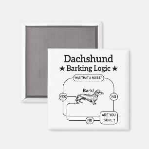 Imán Dachshund Barking Logic Funny Weiner Dog Sarcástic