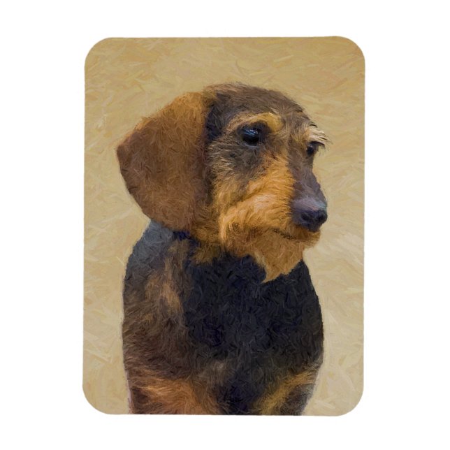 Imán Dachshund (Cabezal alambrada) Pintura original de  (Vertical)