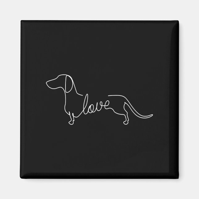 Imán Dachshund Chiweenie Wiener Dog Love Art Sketch (Frente)