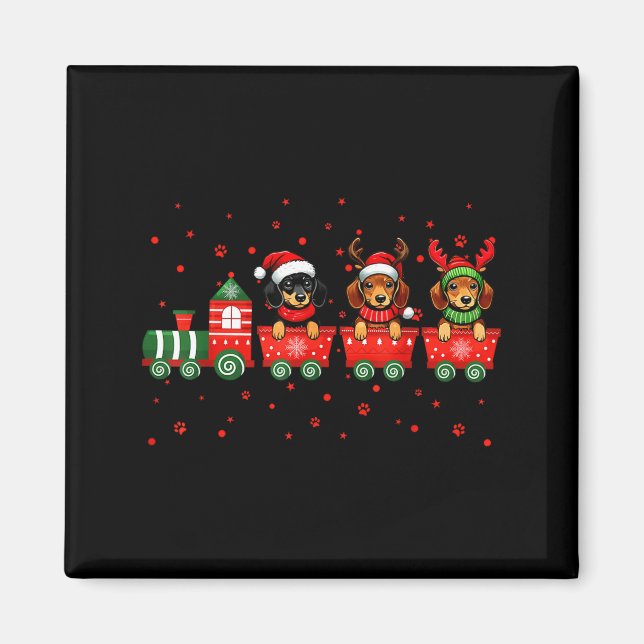 Imán Dachshund Christmas Dog Lights Santa Xmas Pet Dog  (Frente)