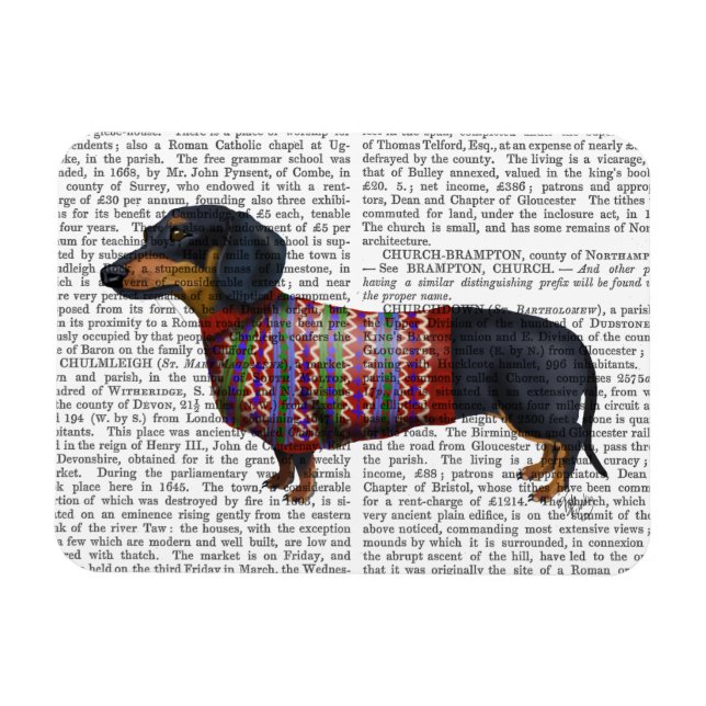 Imán Dachshund Con Suéter Lana (Horizontal)