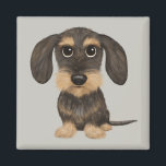 Imán Dachshund de cabello alambrado| Perro de caricatur<br><div class="desc">Un divertido imán para los amantes del Dachshund. Cañón silvestre con pelo caliente y el color marrón Teckel. Visita el Doodle World de Jenn para más accesorios para el hogar y la oficina con este divertido perro y los diseños de perro más originales.</div>