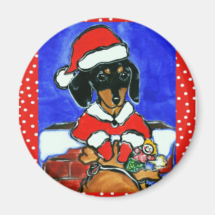 Imán Dachshund de Navidad
