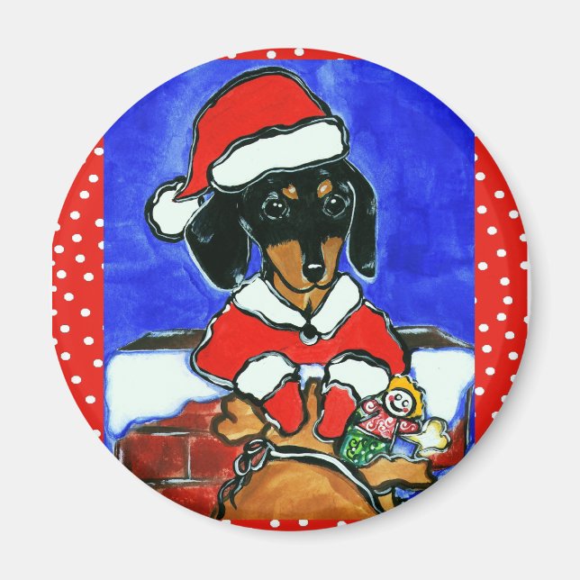 Imán Dachshund de Navidad (Frente)
