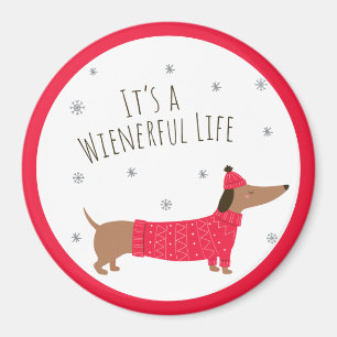 Imán Dachshund divertido de Navidad