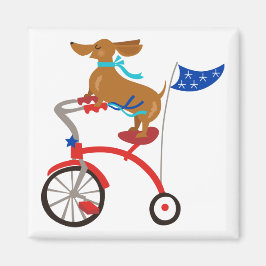 Imán Dachshund en bicicleta