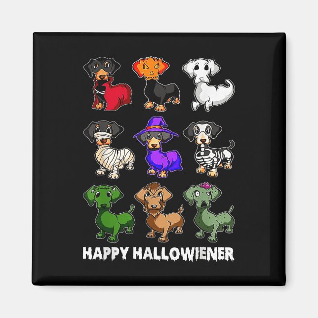 Imán Dachshund Feliz Halloweiner Diversión Halloween Pe (Frente)