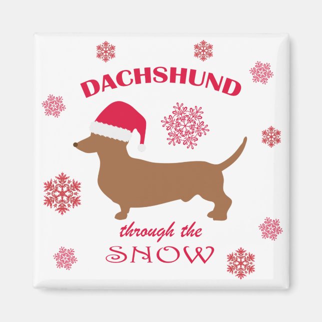 Imán Dachshund gracioso a través del perro de los Navid (Frente)