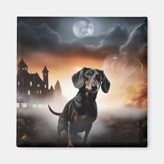 Imán Dachshund Halloween Scary (Frente)