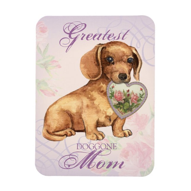 Imán Dachshund Heart Mom (Vertical)
