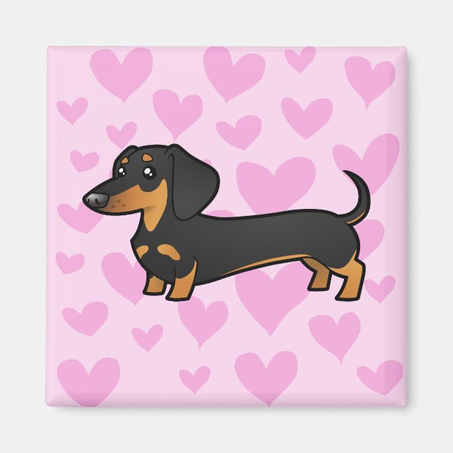 Imán Dachshund Love (abrigo suave) (Frente)