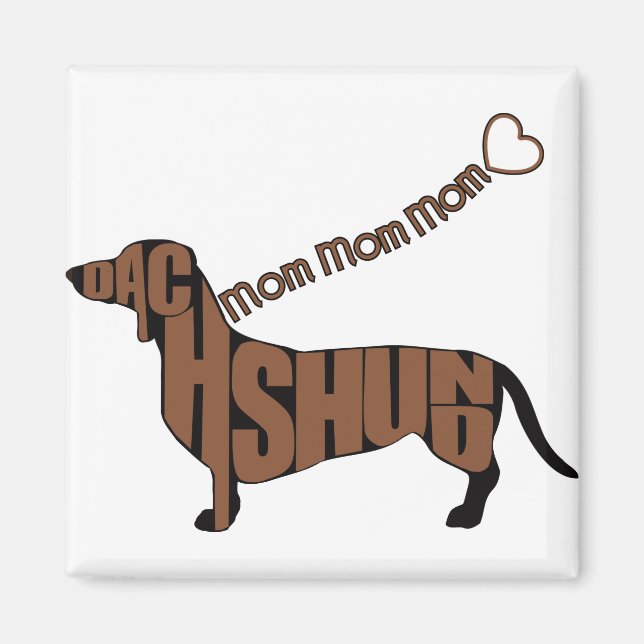 Imán Dachshund Mom - Black and Tan Doxie - Heart Leash (Frente)