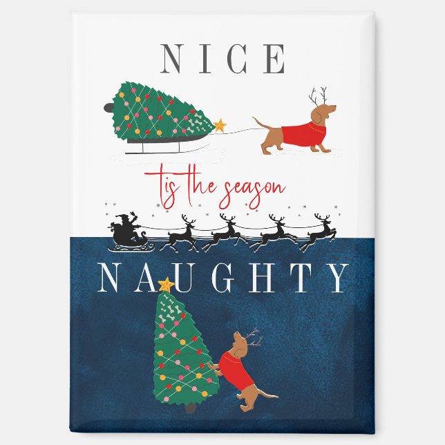 Imán Dachshund Navidades Dog Red Sweater Niza y Ntrina (Anverso)