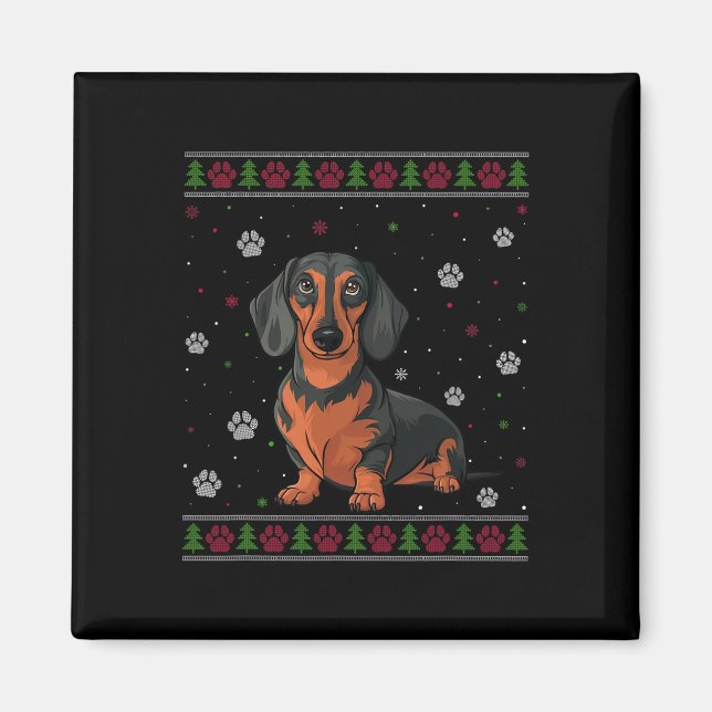 Imán Dachshund Navidades Sweater Xmas Mascota Animal Do (Frente)