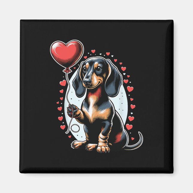 Imán Dachshund perro Día de San Valentín dueño de perro (Frente)