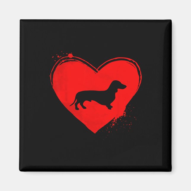 Imán Dachshund Perro Forma Corazón San Valentín (Frente)