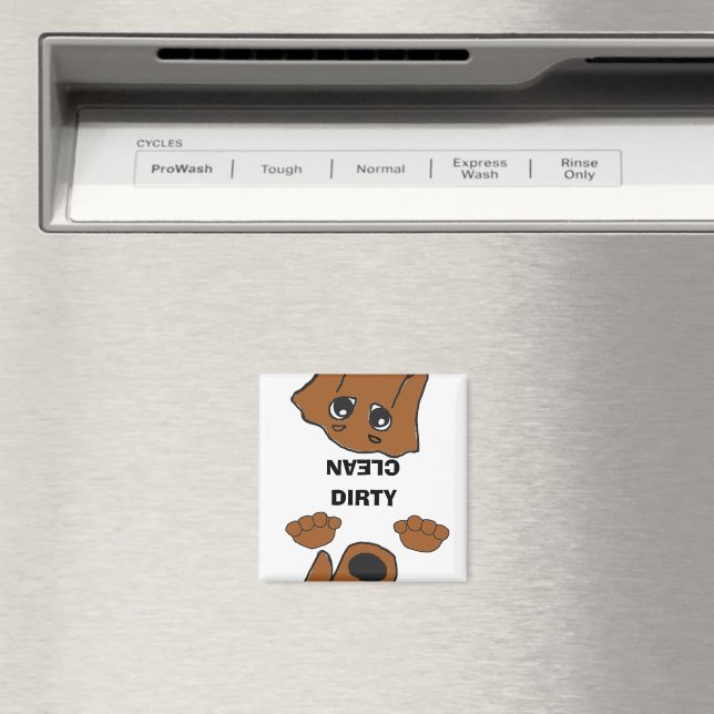 Imán dachshund personalizado de peeína roja sucia limpi (In situ (lavavajillas))