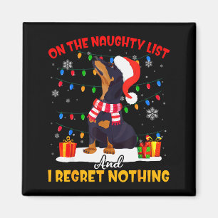 Imán Dachshund Santa En La Lista De Traviesos Dachshund