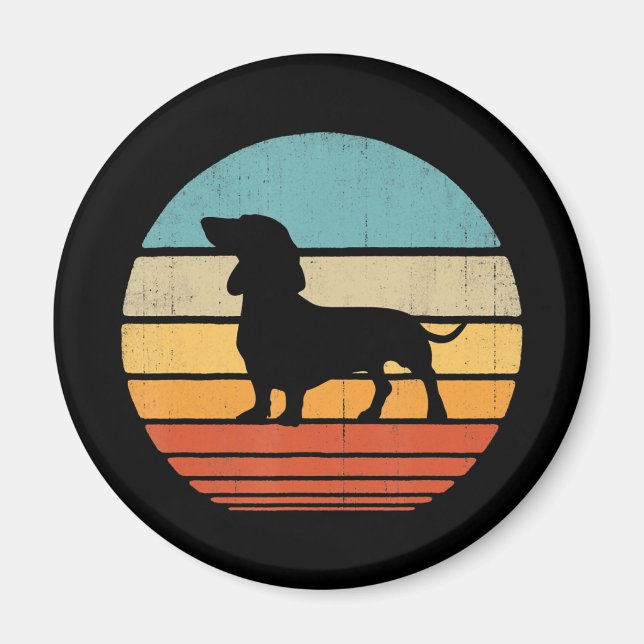 Imán Dachshund Silhouette 60s 70s Gifts Dog Lover (Frente)