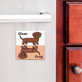 Imán Dachshund suave rojo 2 sucio / limpio