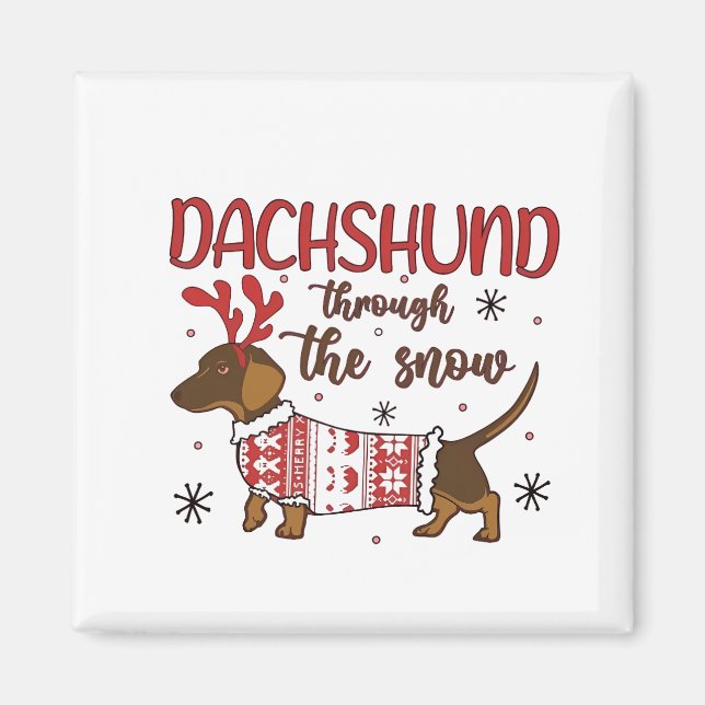 Imán Dachshund Through The Snow Christmas Dog Lover (Frente)