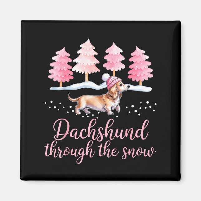 Imán Dachshund Through The Snow Wiener Dog Christmas  (Frente)