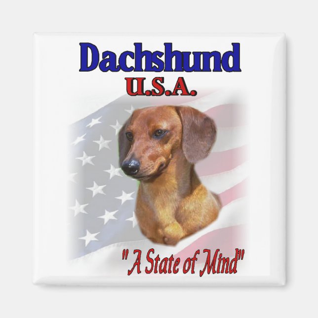 Imán Dachshund USA Patriotic (Frente)