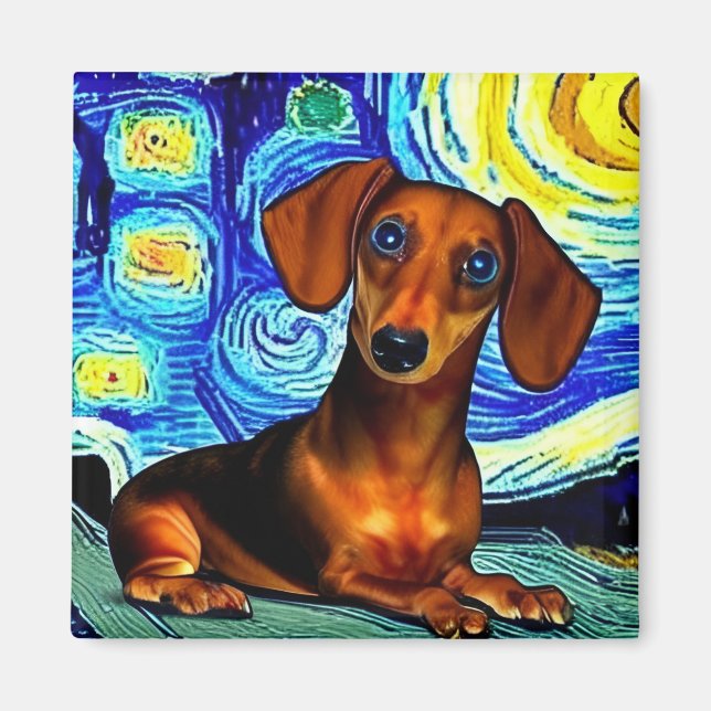 Imán Dachshund Van Gogh Magnet (Frente)