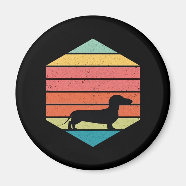 Imán Dachshund Vintage Retro Classic (Frente)