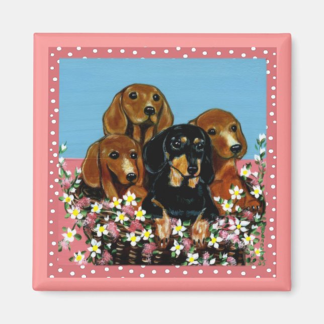 Imán Dachshunds del Día de la Madre (Frente)