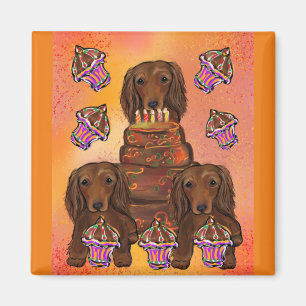 Imán Dachshunds rojos de larga duración
