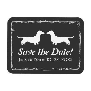 Imán Dachshunds Wedding Save the Date Flexible Magnet