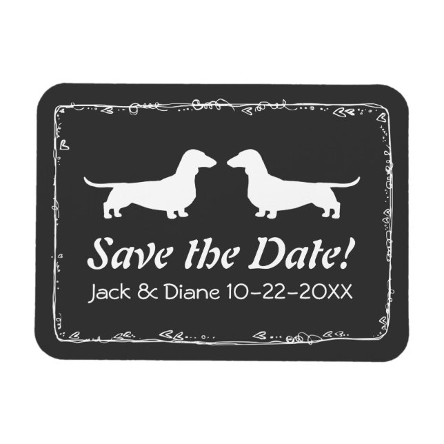 Imán Dachshunds Wedding Save the Date Flexible Magnet (Horizontal)