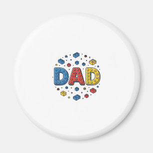 Imán Dad Building Blocks Vintage Vector Design_1