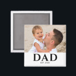 Imán Dad Established Photo Gift<br><div class="desc">Personalized Dad Established photo design featuring classic minimalist typography. This new dad keepsake celebrates the year he became a dad and showcases a favorite family photo. A meaningful reminder of fatherhood and a heartfelt gift for a proud new dad.</div>