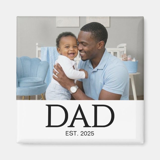 Imán Dad Established Photo Gift Magnet (Frente)