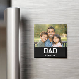 Imán Dad Established Photo Modern Typography Gift