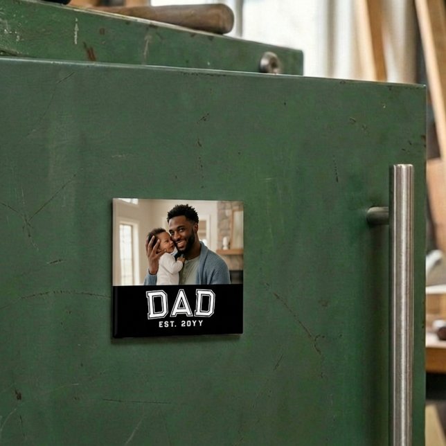 Imán Dad Established Year Bold White Black Photo (Subido por el creador)