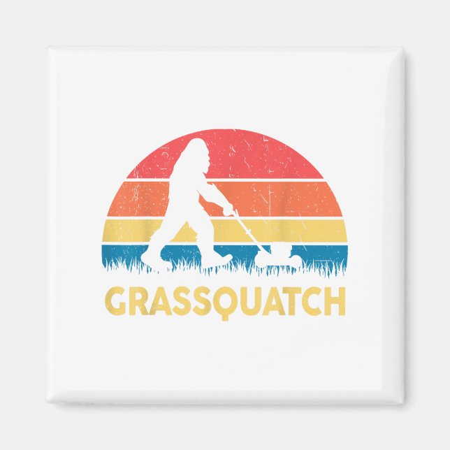 Imán Dad Lawn Mowing Grquatch Bigfoot Mower Gift Funny  (Frente)