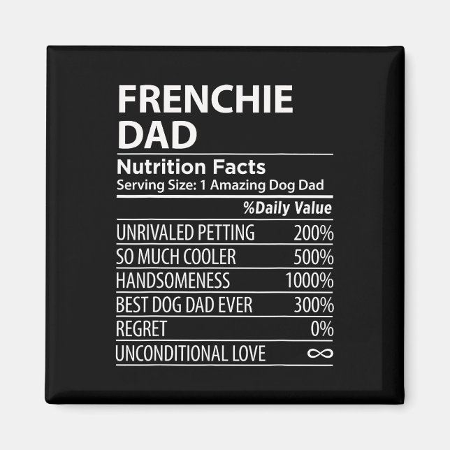 Imán Dad Nutrition Hacts Fun Frenchie Dog Dueño (Frente)