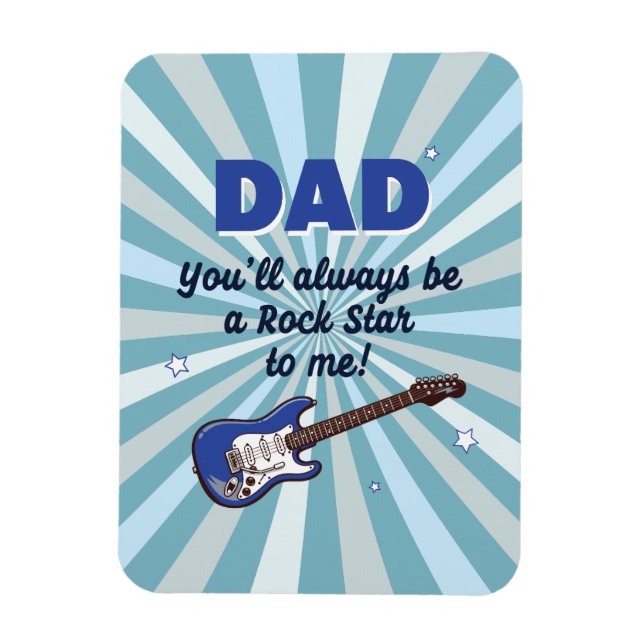 Imán Dad Rock Star Cool Blue Electric Guitar Player (Vertical)