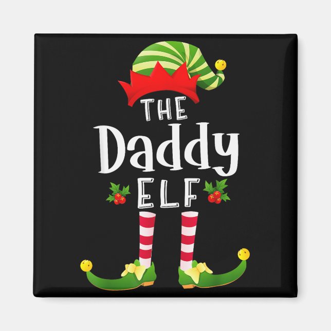 Imán Daddy Christmas Elf Matching Pajama X-mas Party  (Frente)