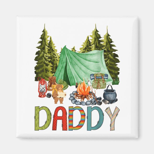 Imán Daddy Of The Happy Camper 1st Birthday Bear Camng  (Frente)