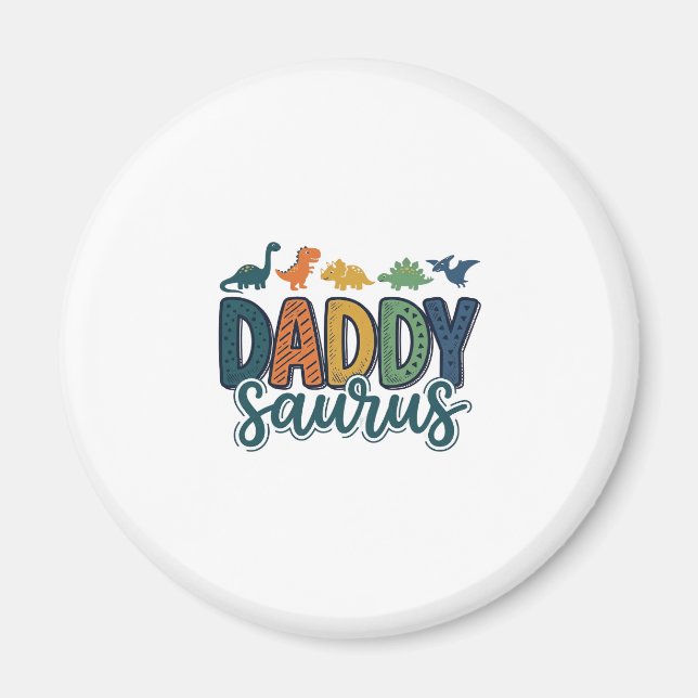 Imán Daddy Saurus Diseño de vector de papá dinosaurio l (Frente)