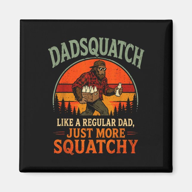 Imán Dadsquatch retro bigfoot como un padre regular más (Frente)