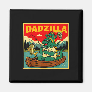 Imán Dadzilla pescando dinosaurio padre e hijo retro 