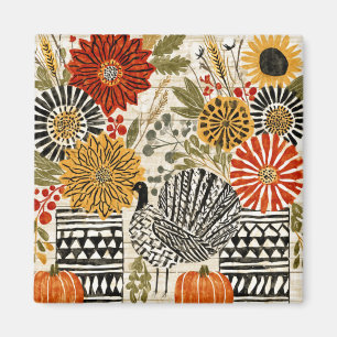 Imán Dahlia de Otoño Eclectic Boho Pavo